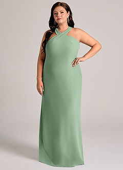 Azazie Doretta Bridesmaid Dresses Matcha Mermaid Pleated Chiffon Dress image3
