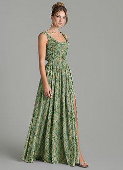 Azazie Novi Bridesmaid Dresses Meadow Bloom A-Line Pleated Chiffon Dress image3