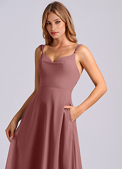 Azazie Beatrice Brautjungfernkleider A-Linie Herzausschnitt Chiffon Kleid Wüstenrose image6