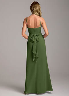 Azazie Tahlia Robes de demoiselle d'honneur Robe Trapèze en Mousseline de soie avec ceinture Olive image6
