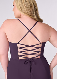 Barbie ♥ Azazie Bridesmaid Dresses Plum Sheath Corset Chiffon Dress image8