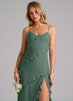 Azazie Nancie Bridesmaid Dresses Sea Moss Mermaid Ruched Chiffon Dress image7