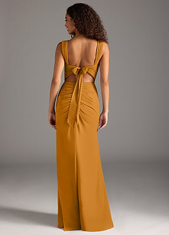 Azazie Jesaphine Bridesmaid Dresses Butterscotch Sheath Bow Chiffon Dress image2