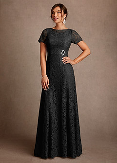 Azazie Sheffield Mother of the Bride Dresses Black A-Line Lace Chiffon Dress image2