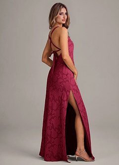 Azazie Aliza 신부 들러리 드레스 A라인 플로럴 번아웃 바닥 길이 드레스 image5