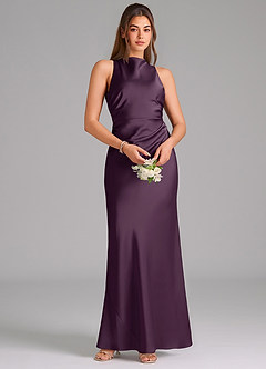 Azazie Evadne Brautjungfernkleider A-Linie Plissee Stretch-Satin Kleid Pflaume image6
