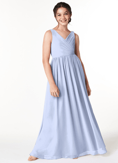 Azazie Sawyer Junior Ice A-Line Pleated Chiffon Dress image3