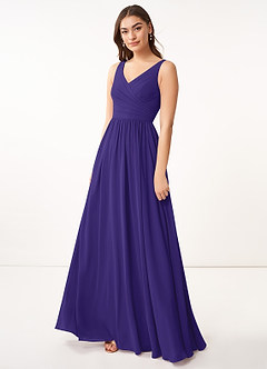 Azazie Keyla Bridesmaid Dresses Regency A-Line V-Neck Pleated Chiffon Dress image11