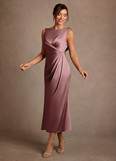Azazie Mazhe Moeder van de bruid jurken A-Lijn Jurk van Stretch Satijn Geplooid Vintage Mauve image3