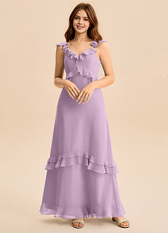 Azazie Tavie Junior Wisteria A-Line Ruched Chiffon Dress image1