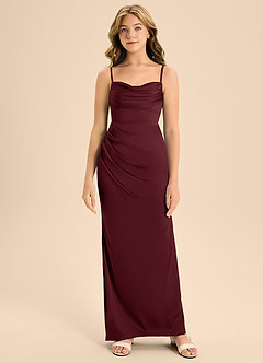 Azazie Mai Junior Cabernet A-Line Sweetheart Neckline Stretch Satin Dress image5