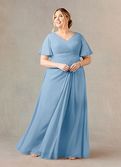 Azazie Morning Glory Mother of the Bride Dresses Powder Blue A-Line V-Neck Ruched Chiffon Dress image5