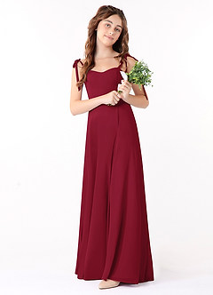 Azazie Rosey Junior Burgundy A-Line Sweetheart Neckline Chiffon Dress image1