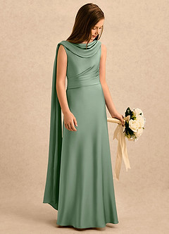 Azazie Sanah Girls Formal Flower Girl Klänningar Klänning A-Line i Stretch Satin Plisserad image1