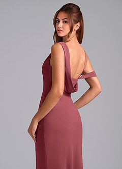 Azazie Madelyn Robes de demoiselle d'honneur Robe Sirène Convertible en Mousseline de soie Ue épaule Merlot image2