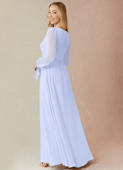 Azazie Leonia Bridesmaid Dresses Lavender A-Line Long Sleeve Chiffon Dress image2