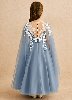 Azazie Dandelion Flower Girl Dresses Dusty Blue Ball-Gown Lace Dress image2