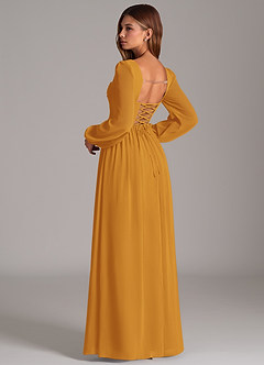 Azazie Maree Bridesmaid Dresses Butterscotch A-Line Corset Chiffon Dress image2