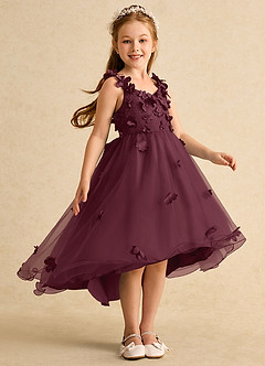 Azazie Tweety Abiti da Ragazza di Fiori Abito A-Line in Tulle Pizzo Cabernet image4