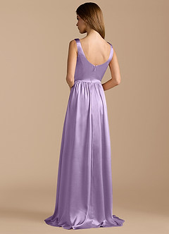 Azazie Keyla Bridesmaid Dresses Lilac A-Line Pleated Metallic Satin Dress image2