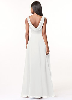 Azazie Karina Bridesmaid Dresses White A-Line Pleated Chiffon Dress image2