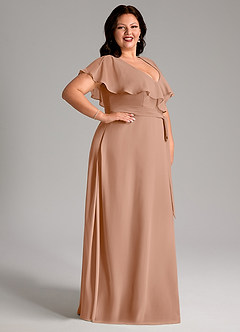 Azazie Lainey Bridesmaid Dresses Champagne Rose A-Line with Pockets Chiffon Dress image12