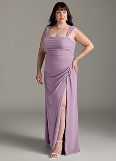 Azazie Jesaphine Bridesmaid Dresses Wisteria Sheath Bow Chiffon Dress image11