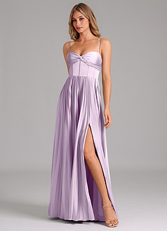 Azazie Akiko Robes de demoiselle d'honneur Robe Trapèze en Satin extensible Encolure en Forme de Cœur Frostiges Flieder image4