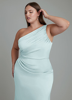 Azazie Akilah Brudtärnklänningar Klänning av Sjöjungfru i Stretch Satin One-shoulder Dimma image13