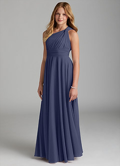 Azazie Charlize Junior Stormy A-Line Mesh Dress image3