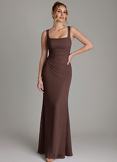 Azazie Agustina Bridesmaid Dresses Ganache Mermaid Corset Chiffon Dress image1