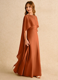 Azazie Fishie Girls Formal Flower Girl Dresses Burnt Orange A-Line Matte Satin Dress image6