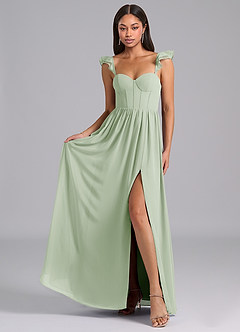Azazie Denisse Bridesmaid Dresses Dusty Sage A-Line Ruched Chiffon Dress image4