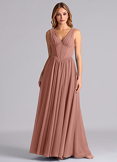 Azazie Delmie Final Sale Cedar Rose A-Line Corset Chiffon Dress image4