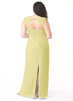Azazie Flori Robes de demoiselle d'honneur Robe Fourreau en Mousseline de soie Col Carré Sorbet Citron image8