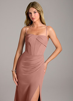 Azazie Chantel Bridesmaid Dresses Cedar Rose Sheath Strapless Chiffon Convertible Dress image2