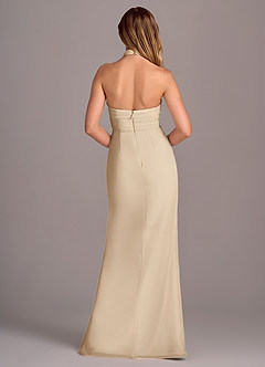 Azazie Jemma Robes de demoiselle d'honneur Robe Fourreau en Mousseline de soie Plissée Champagne image2