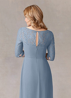 Azazie Leonine Mother of the Bride Dresses Dusty Blue A-Line Scoop lace Chiffon Dress image7