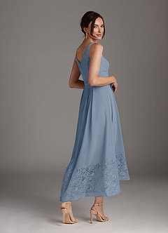 Azazie Dubrow Vendita Finale Abito A-Line in Chiffon Pizzo Blu Polveroso image2