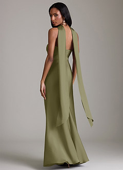 Azazie Saylor Brudtärnklänningar Klä av Sjöjungfru i Stretch Satin Axelbandslös Pistasch image8