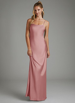 Azazie Nova Bridesmaid Dresses Dusty Rose Sheath Strapless Stretch Satin Convertible Dress image2