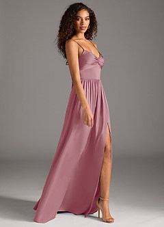 Azazie Zeya Bridesmaid Dresses Vintage Mauve A-Line Pleated Stretch Satin Dress image6