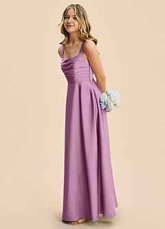 Azazie Azaria Junior Robe Trapèze en Satin extensible Plissé Glycine image4