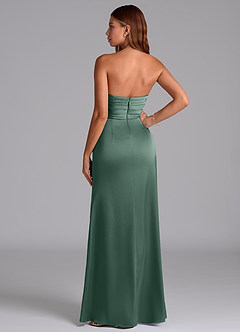 Azazie Claudelle Robes de demoiselle d'honneur Robe Sirène en Satin extensible Sans bretelles Eucalyptus image7