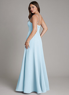 Azazie Nyla Kleider zum Anprobieren zu Hause A-Linie Rechteckiger Ausschnitt Chiffon Kleid Himmelblau image7