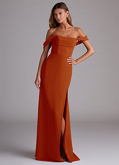 Azazie Saige Bridesmaid Dresses Paprika A-Line Off the Shoulder Chiffon Convertible Dress image4