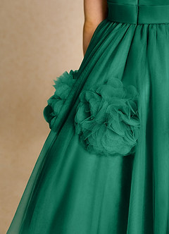 Azazie Vola Flower Girl Dresses Emerald Ball-Gown Sleeveless Tulle Dress image6