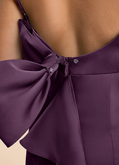 Azazie Lioren Junior Etui Schleifen Stretch-Satin Kleid Pflaume image6