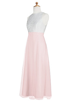 Azazie Albertine Junior Blushing Pink A-Line Lace Chiffon Dress image9