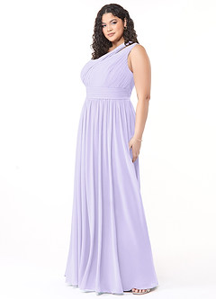 Azazie Molly Final Sale Lilac A-Line One Shoulder Chiffon Dress image9